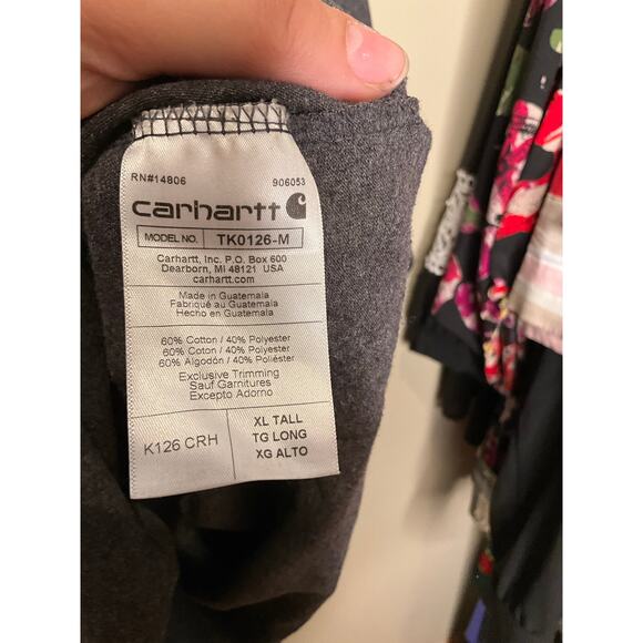 Carhartt Loose Fit Long Sleeve T-Shirt Chest Pocket Crewneck Gray Mens Size XLT - Picture 3 of 4